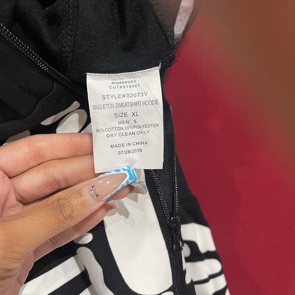 New! Unworn! Charades Men's Skeleton Hoodie (Costume, Biker, Etc) Size: XL - Picture 11 of 17